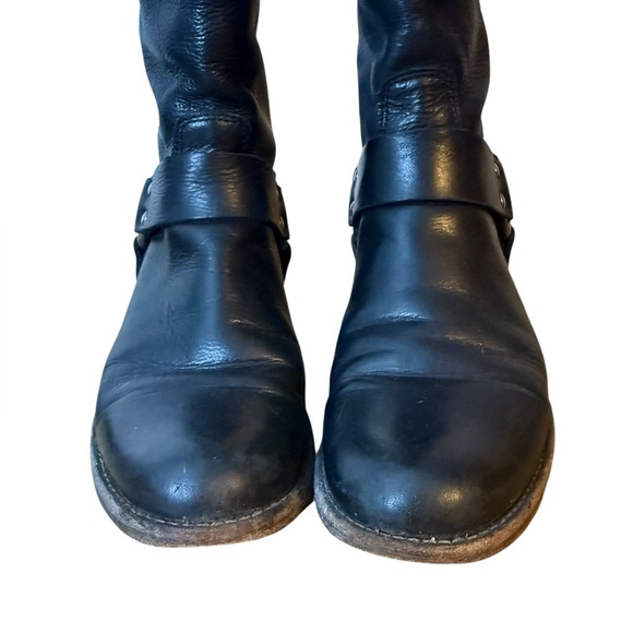 Frye Phillip Black Leather Harness Riding Boots - Picture 2 of 9
